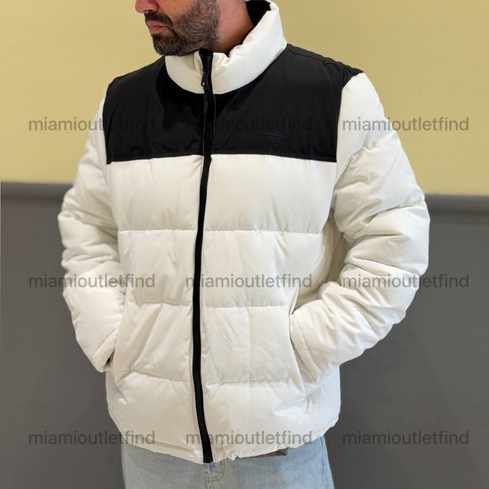 Levi’s Men’s Puffer Jacket White Black Size XL New